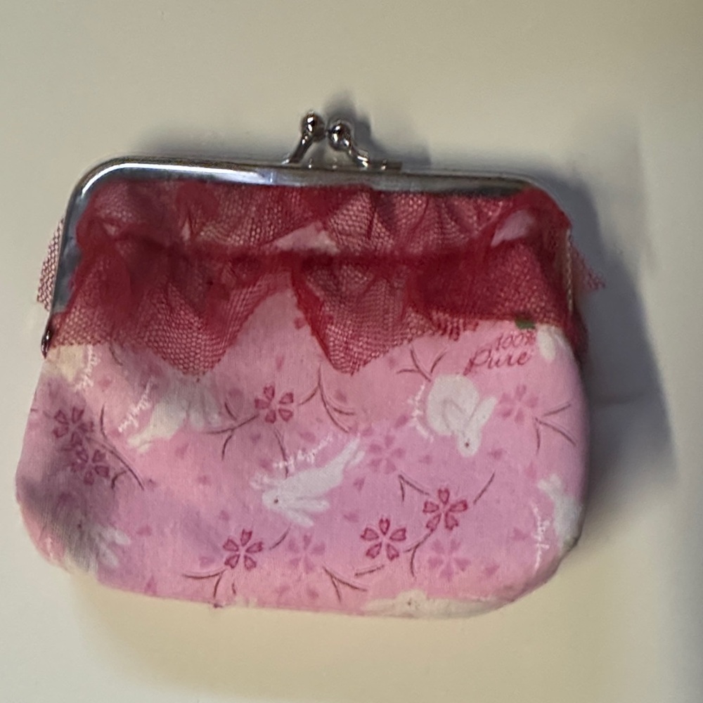 Leaping Bunny print cotton makeup pouch /  Coin Purse